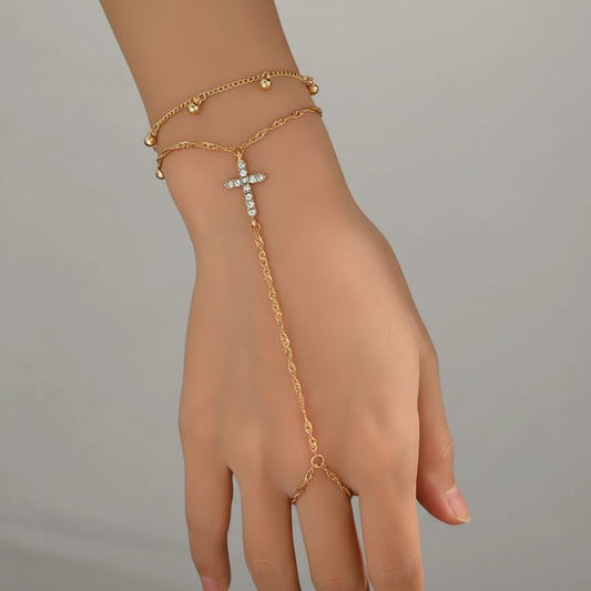 18K Gold-Plated Chain Cross Bracelet