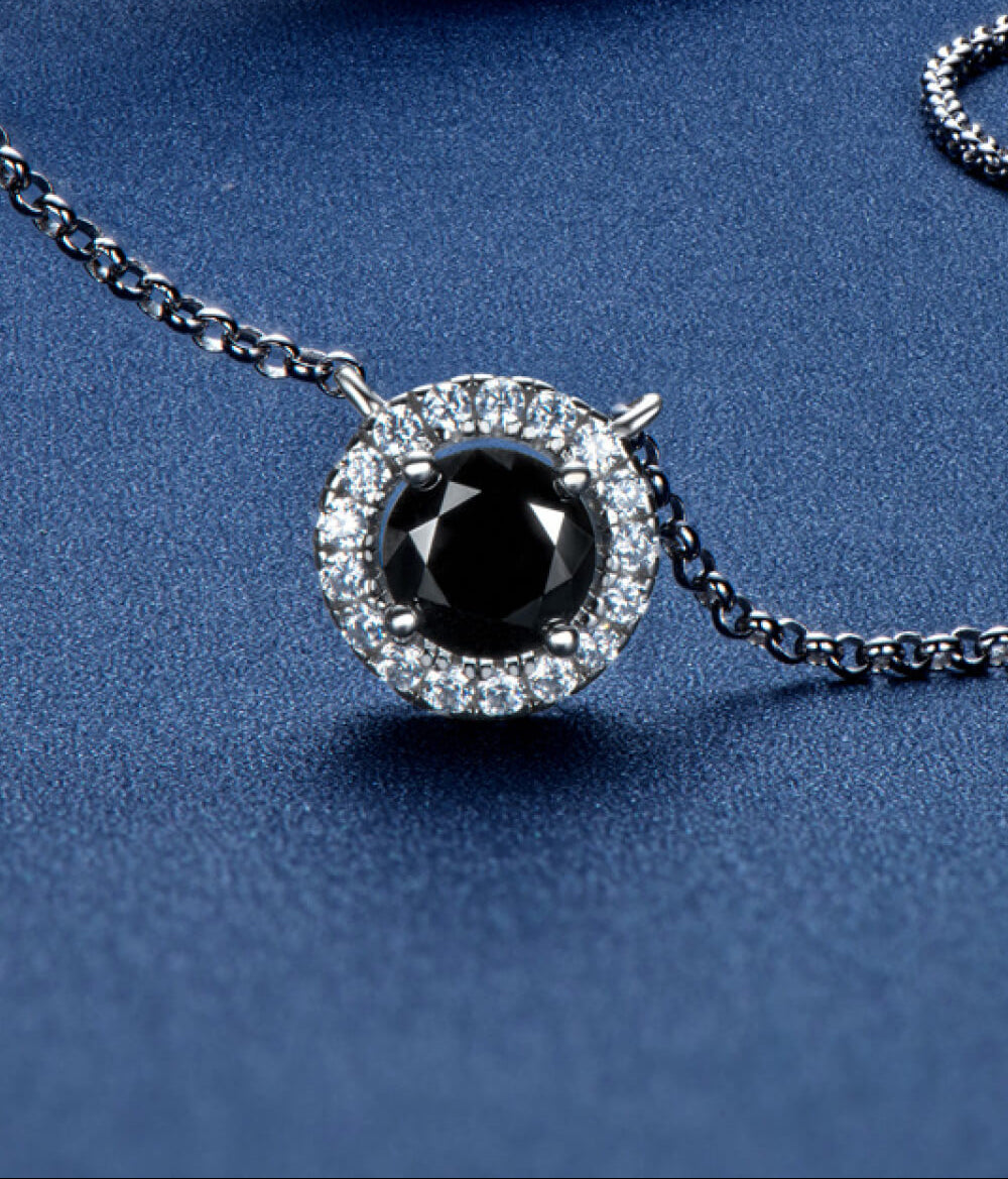Two-Tone 1 Carat Moissanite Round Pendant Necklace
